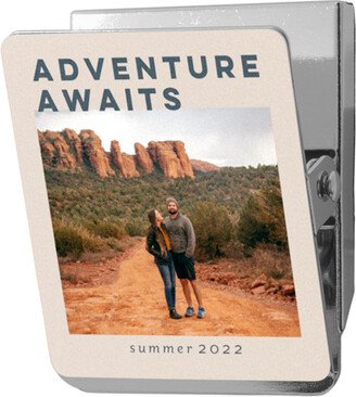 Magnets: Adventure Awaits Clip Magnet, 2X2.5, Beige