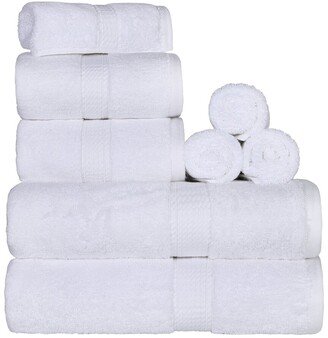 Highly Absorbent 8Pc Ultra Plush Solid Egyptian Cotton Towel Set-AC