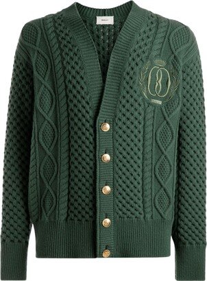 Logo-Embroidered Wool Cardigan-AC