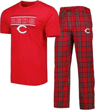 Men's Concepts Sport Red and Black Cincinnati Reds Badge T-shirt and Pants Sleep Set - Red, Black