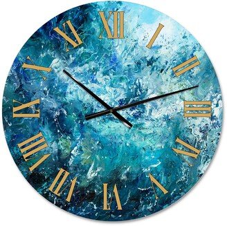 Designart 'Wild Blue Ocean Waves V' Nautical & Coastal wall clock