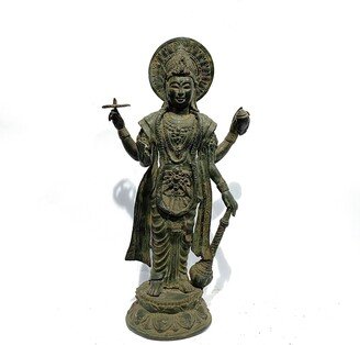 Vishnu Statue 16.1, Christmas Gift, Krishna Cakra Statue, Narayan Flute Statue, Krishna Brass Sculpture, Lord Brass, Home Decor