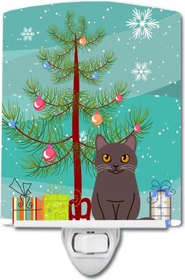 Chartreux Cat Merry Christmas Tree Ceramic Night Light