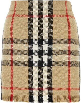 Checked Frayed Edge Mini Skirt