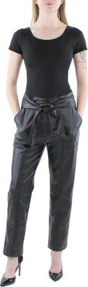 Tessa Womens Vegan Leather Tie Waist Skinny Pants