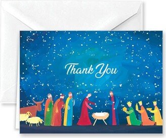 Paper Frenzy Abstract Nativity Christmas Religious Thank You Note Cards and White Envelopes - 25 pack