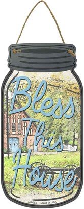 Bless This House Novelty Metal Mason Jar Sign