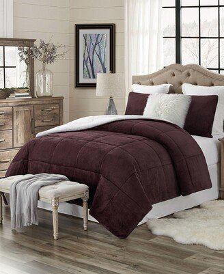 Plush Faux Fur and Sherpa Reversible Full/Queen Comforter Set