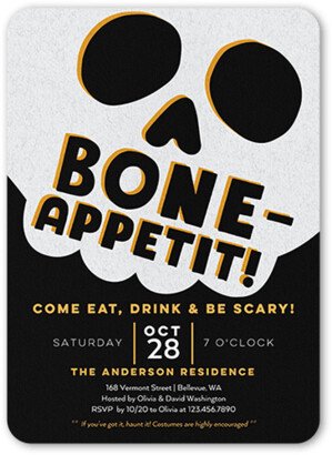 Halloween Invitations: Bone Appetit Halloween Invitation, Black, 5X7, Standard Smooth Cardstock, Rounded