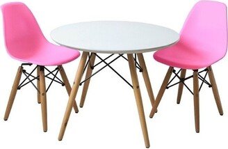 Walnut decor Kids Set Table & 2 Chairs ,Available in multiple colors with wood legs