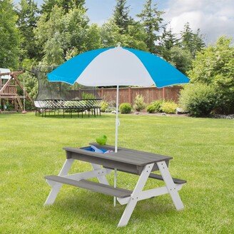 TONWIN 3-in-1 Kids Outdoor Wooden Picnic Table With Umbrella