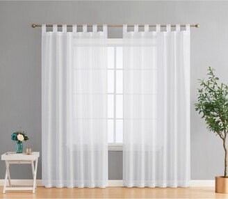 Addison Semi Sheer Light Filtering Transparent Tab Top Lightweight Window Curtains Drapery Panels for Bedroom & Living Room, 2 Panels