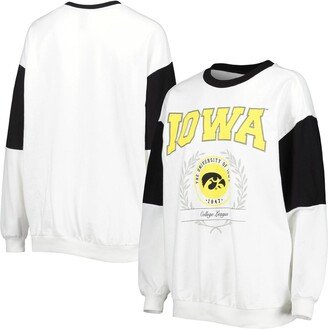 Women's Gameday Couture White Iowa Hawkeyes It's A Vibe Dolman Pullover Sweatshirt