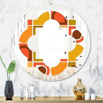 Designart 'Abstract Retro Geometric Pattern VI' Printed Modern Round or Oval Wall Mirror - Quatrefoil