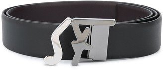 Logo-Buckle Leather Belt-BD