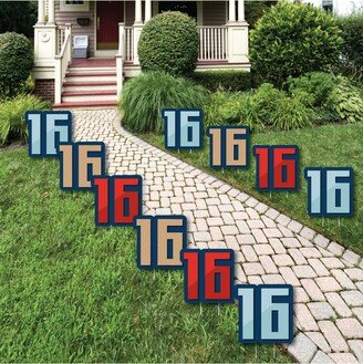 Big Dot Of Happiness Boy 16th Birthday - Lawn Decor - Outdoor Party Yard Decor - 10 Pc