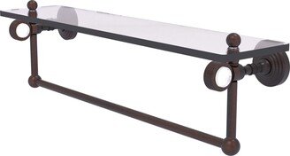 22 Inch Glass Shelf with Towel Bar and Grooved Accents