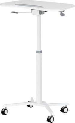 Sit To Stand Mobile Laptop Computer Stand with Height Adjustable White