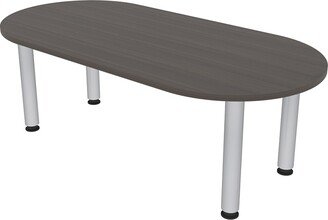 Skutchi Designs, Inc. 6 Person Racetrack Conference Table Silver Post Leg Power And Data