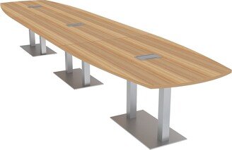 Skutchi Designs, Inc. 18 Ft Modular Arc Boat Conference Table Square Metal Bases w/Electric