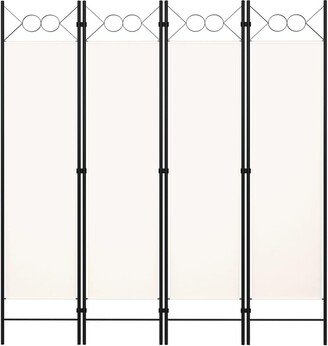 4-Panel Room Divider Cream White 63x70.9