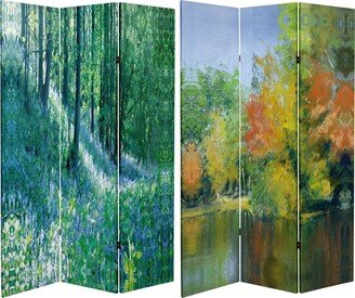 Handmade 6' Double Sided Nature's Embrace Canvas Room Divider