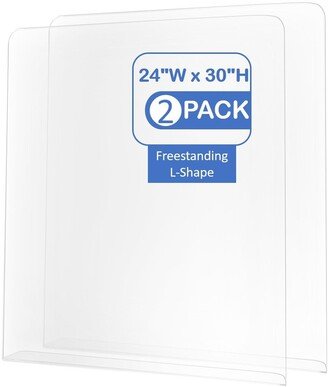 Madison and Park Pack of 2 Protective Acrylic Sneeze Guard, Acrylic Clear Table Shield Plexiglass Barrier, Top Mounted 
