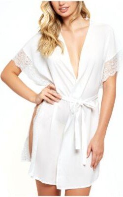 Sherry Lace Trimmed Robe With Double Side Slits