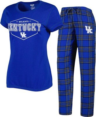 Women's Concepts Sport Royal, Black Kentucky Wildcats Badge T-shirt and Flannel Pants Sleep Set - Royal, Black