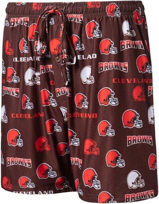 Men's Concepts Sport Brown Cleveland Browns Breakthrough Jam Allover Print Knit Shorts