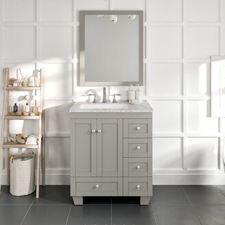 Acclaim Grey 30-inch Bathroom Vanity w/ Carrara Marble Countertop and Porcelain Sink