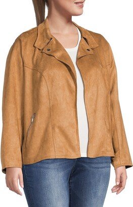 Philosophy Women's Plus Faux Suede Moto Jacket