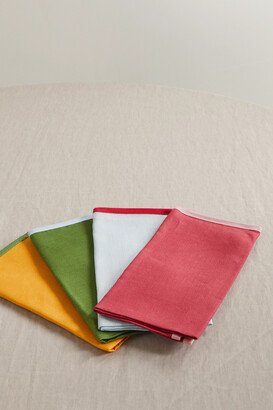 Set Of Four Large Linen Napkins - Red
