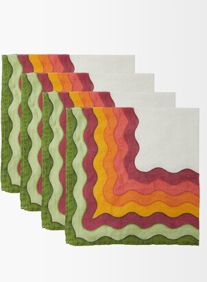 Set Of Four Rainbow Striped Linen Napkins