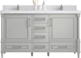 Aberdeen 60 In. W X 22 D Double Sink Bathroom Vanity in Coventry Gray With Quartz Or Marble Countertop | Modern Vanity Premium Q