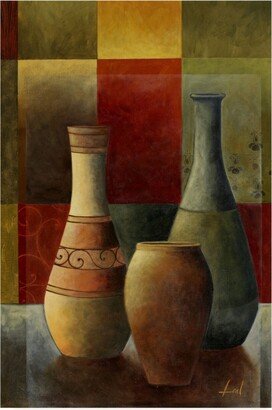 Pablo Esteban Vases Over Geometry 2 Canvas Art - 15.5