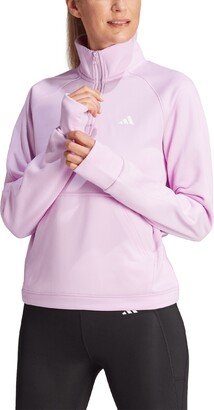 Women's Aeroready Game & Go Quarter-Zip Thumb-Hole Top - Bliss Lilac/white