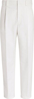 Pleat-Detail Tapered Jeans