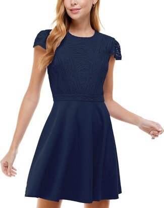 Juniors' Lace-Top Dress