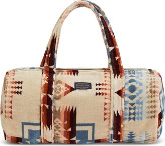 Terry Cloth Cotton Geometric-Print Duffel Bag