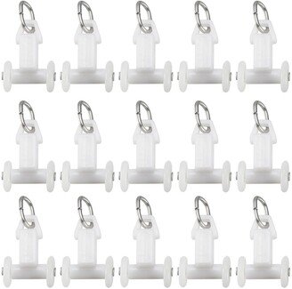 Unique Bargains Curtain Track Rollers Plastic Twin Wheeled Carriers 11.4mm Dia 30 Pcs - White