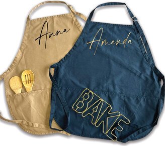 Personalized Aprons, Womens Aprons With 3 Pockets, Cotton Bachelorette Cooking Party, Birthday Party 147