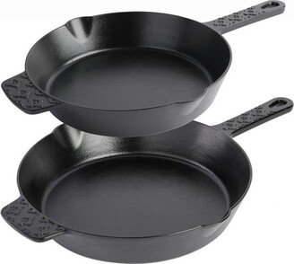 Spice by Tia Mowry Savory Saffron Pre-seasoned 2 Piece 10in and 12in Cast Iron Skillet Set