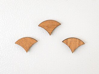 Abstract Wood Magnet, Small Fan Minimalist Locker Geometric Magnets, Stocking Stuffer