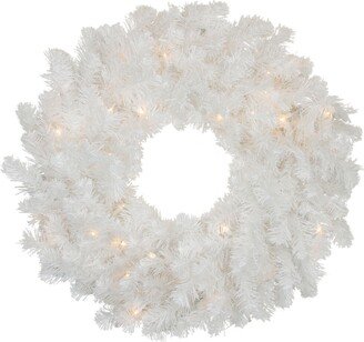 Northlight Pre-Lit Snow White Artificial Christmas Wreath - 24-Inch Clear Lights