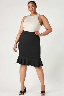 Plus Size Flounce Pencil Skirt