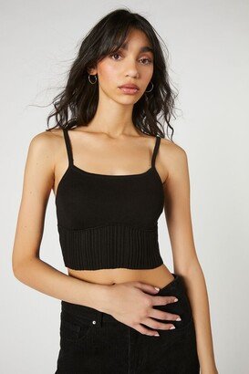 Women's Ribbed Sweater-Knit Cami in Black Large