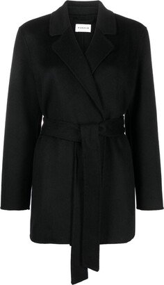 Belted-Waist Wool Coat-AB