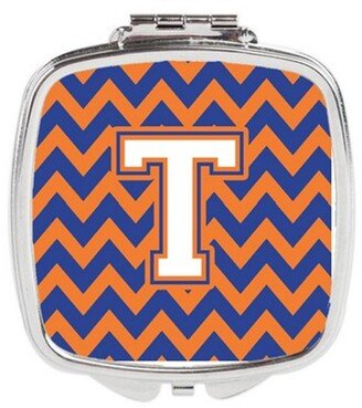 CJ1060-TSCM Letter T Chevron Blue & Orange No.3 Compact Mirror