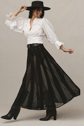 By Anthropologie Sheer Pleated Maxi Skirt